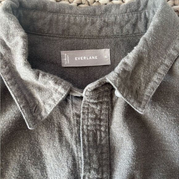 Everlane Mens Size Extra Large Olive Green Cotton Flannel Button Down Shirt - Picture 9 of 13